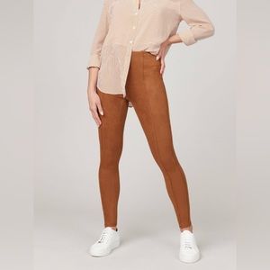 Spanx worn once and did not fit, rich caramel faux suede leggings. Size small.